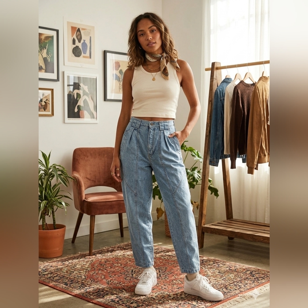 VTG Liz Wear Jeans Super High Rice Mom Pleated Taper 80s NWT